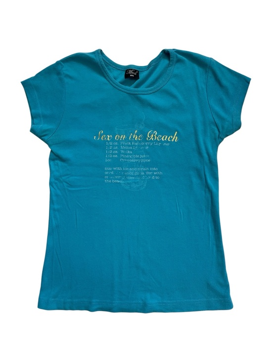 Must Tops - Y2K S*x on the Beach Recipe Graphic Blue T-Shirt